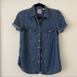 Women’s Denim Pearl Snap Button Down (lot of 2)